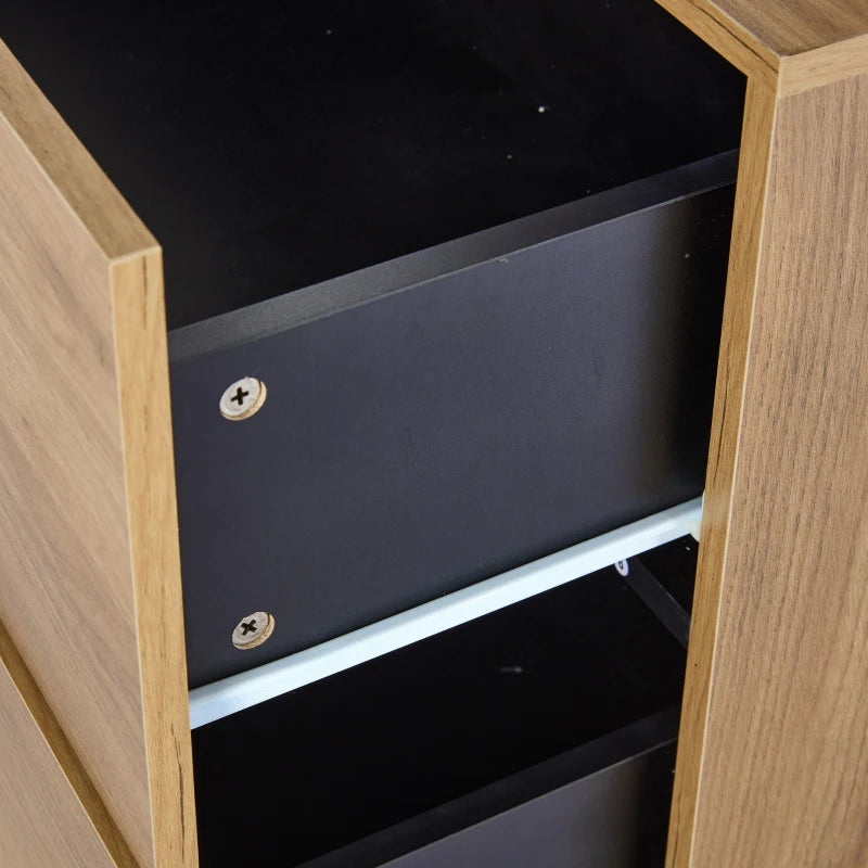 Stylish Modern Sideboard with LED Lighting, Drawers & Glass Shelves, 140cm