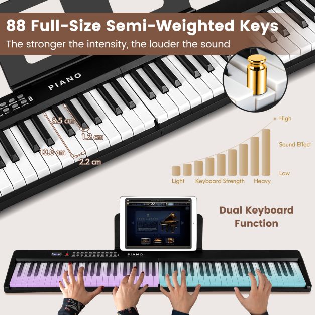 88-Key Foldable Electric Keyboard Piano for Kids, Adults, and Beginner Musicians