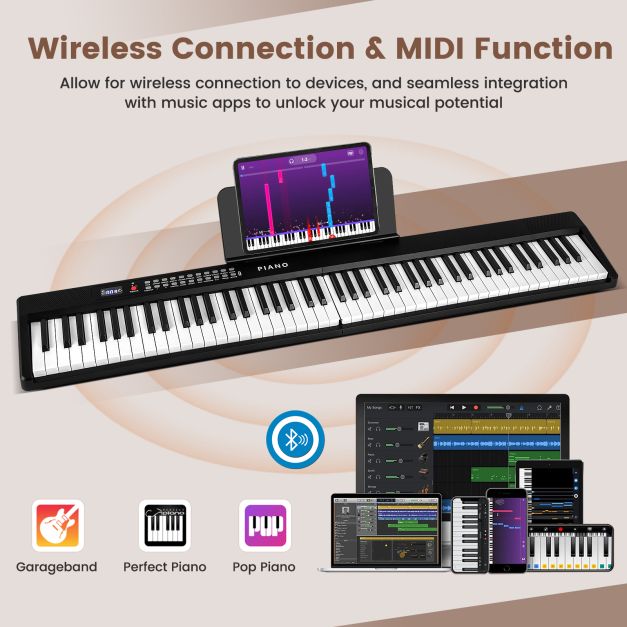 88-Key Foldable Electric Keyboard Piano for Kids, Adults, and Beginner Musicians