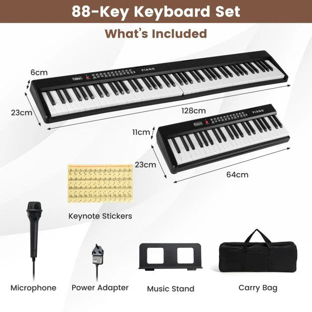 88-Key Foldable Electric Keyboard Piano for Kids, Adults, and Beginner Musicians