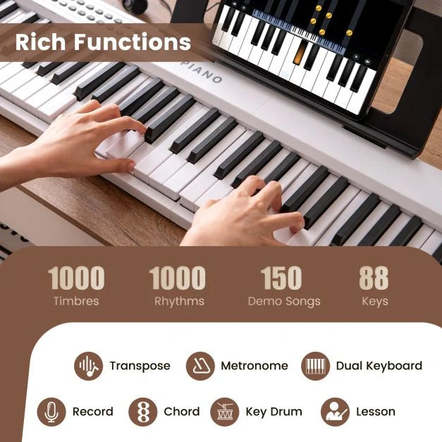 88-Key Foldable Electric Keyboard Piano for Kids, Adults, and Beginner Musicians