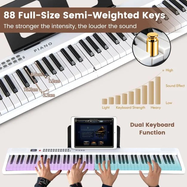 88-Key Foldable Electric Keyboard Piano for Kids, Adults, and Beginner Musicians