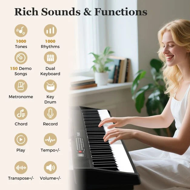 88-Key Foldable Piano Keyboard with MIDI Wireless Connection and Microphone Included