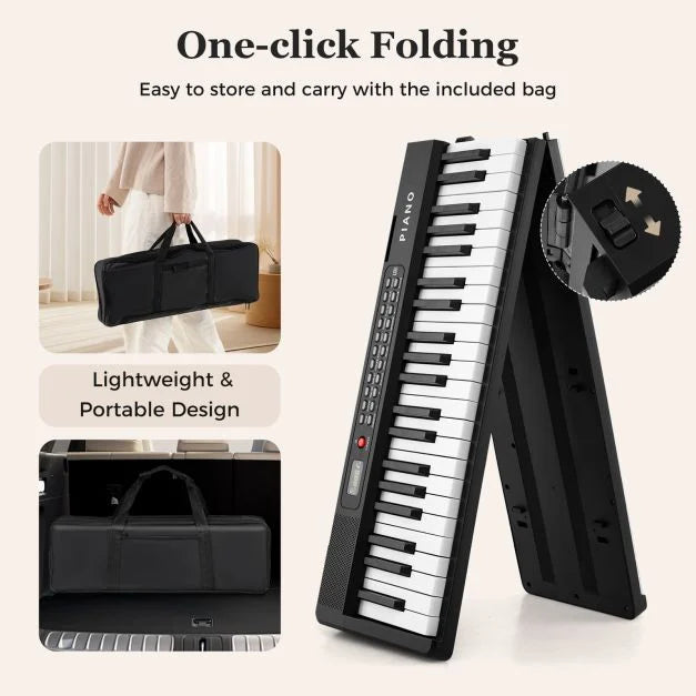 88-Key Foldable Piano Keyboard with MIDI Wireless Connection and Microphone Included
