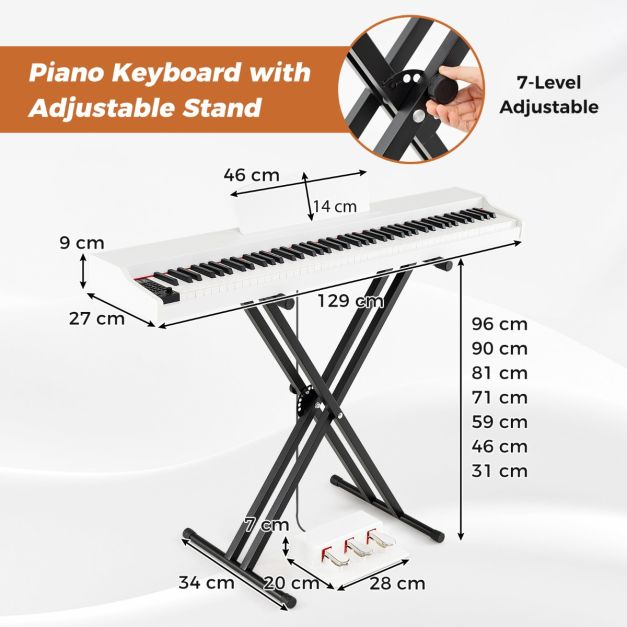 Semi-Weighted 88-Key Digital Piano Set – Full-Size Keyboard with Stand