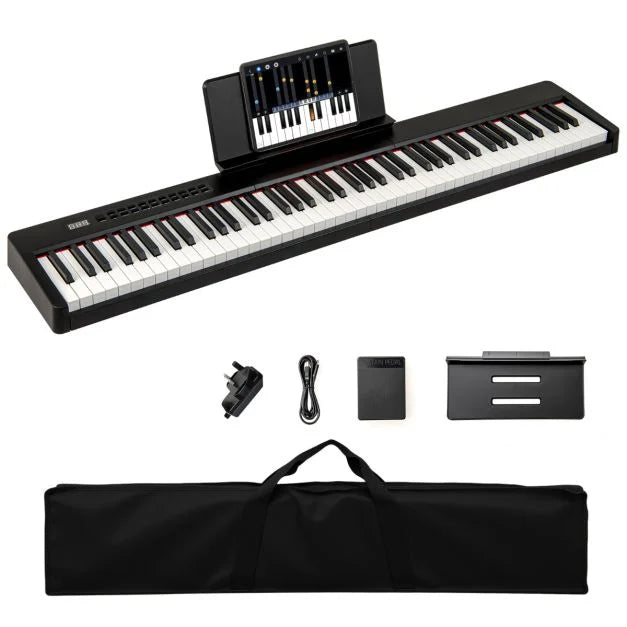 88-Key Velocity-Sensitive Piano Keyboard with Music Stand and Carry Bag
