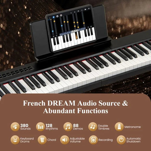 88-Key Velocity-Sensitive Piano Keyboard with Music Stand and Carry Bag