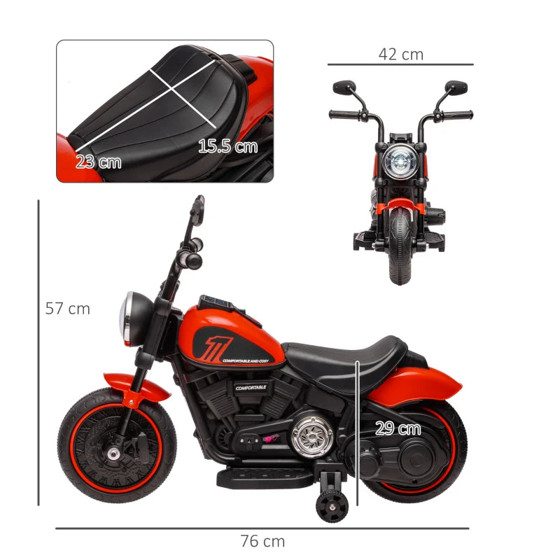 Kids 6V Electric Motorbike with Safety Wheels and Push-Button Start – Ride-On in Red