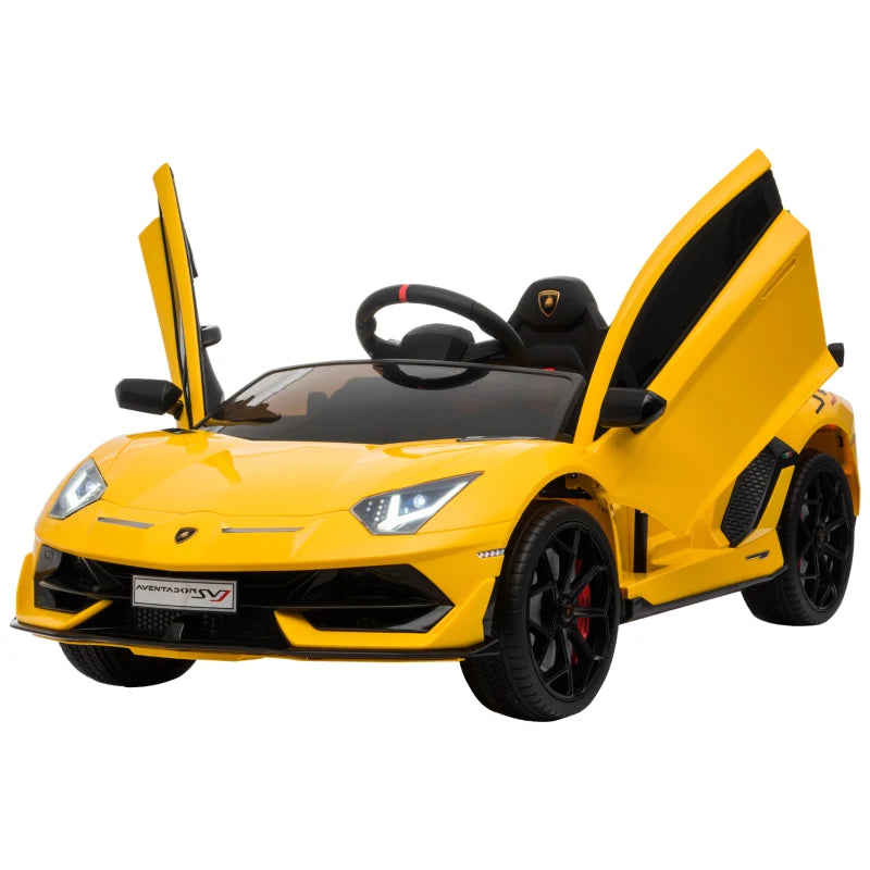 Licensed 12V Lamborghini Aventador Kids Electric Ride-On Car with Remote & Lights - Yellow