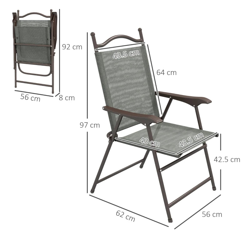 2-Pack Outdoor Folding Chairs – Dark Grey Mesh Seats
