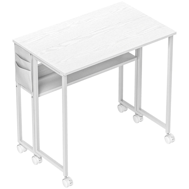 White Drop Leaf Writing Desk – 80cm Folding Workstation