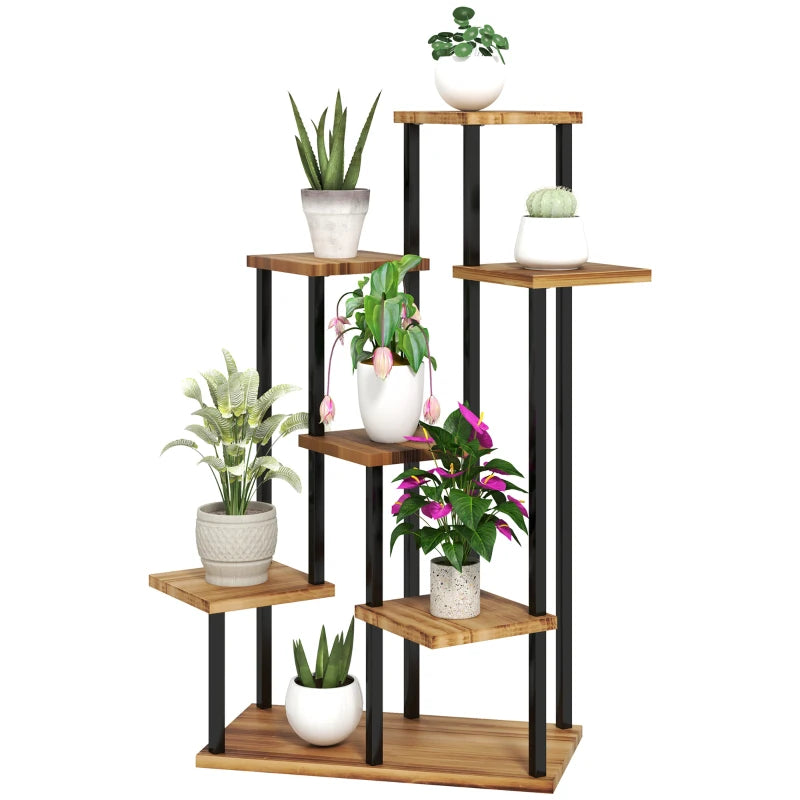 Multi-Tier Wooden Plant Stand with Seven Shelves – Perfect for Home or Garden