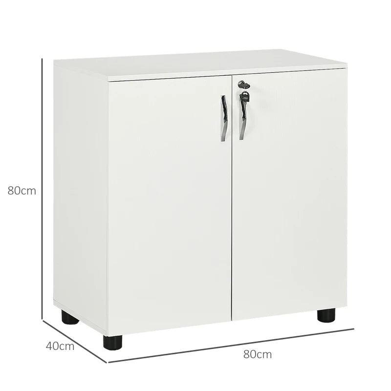 Office Storage Cabinet – White, Two-Tier, Lockable