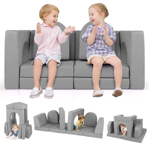 8-Piece Modular Kids Couch Set with Washable Covers – Playroom Furniture