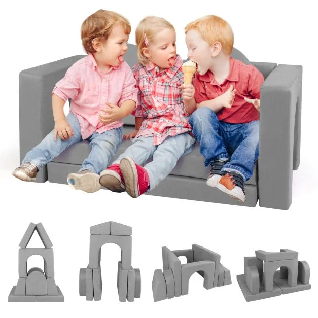 8-Piece Modular Kids Couch Set with Washable Covers – Playroom Furniture