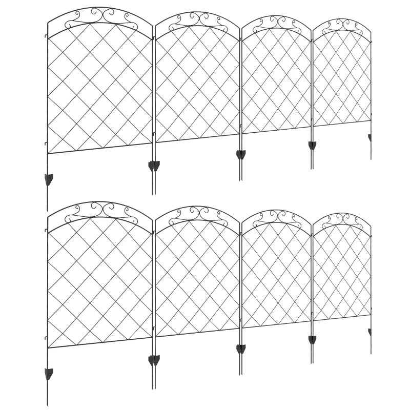 Steel Wire Decorative Garden Fence Panels with Swirl Design, Animal Barrier, 8PC 43"x11.4ft