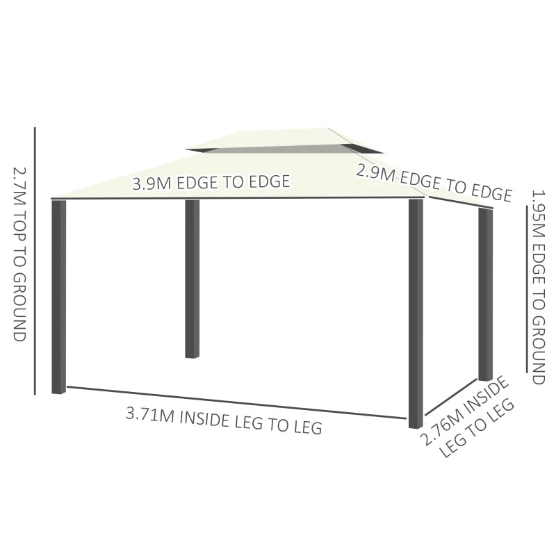 Double-Roof Pergola Style Gazebo with Enclosure Panels, Great for Outdoor Living