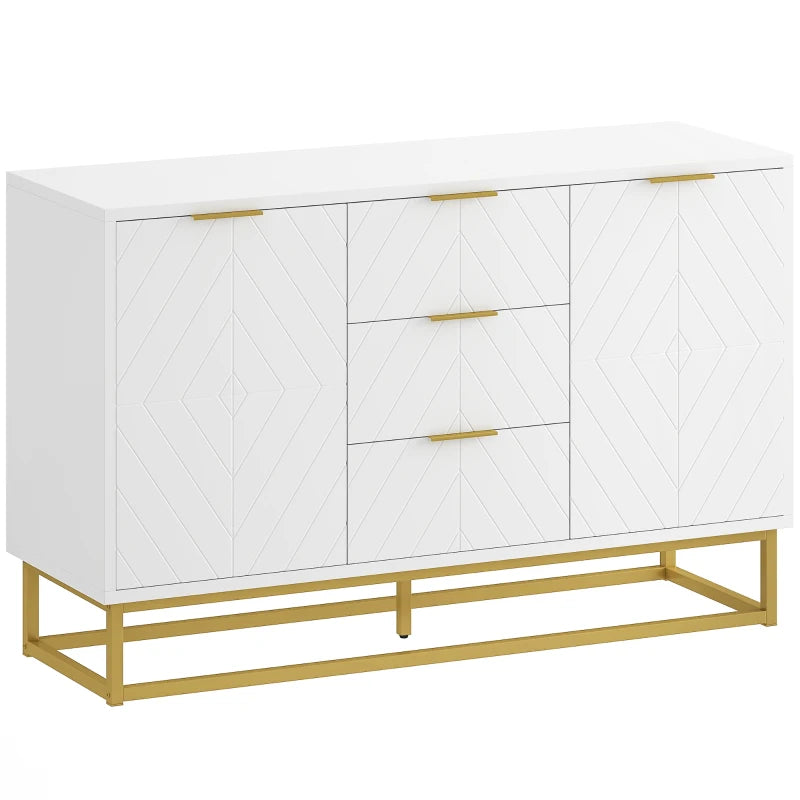 White Sideboard with Drawers & Adjustable Shelves for Living Room
