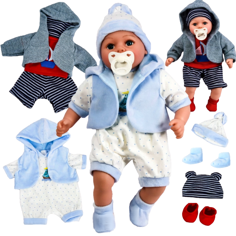 18" Lifelike Soft Body Baby Doll for Girls & Boys with 16 Sounds Outfits & Dummy Toy