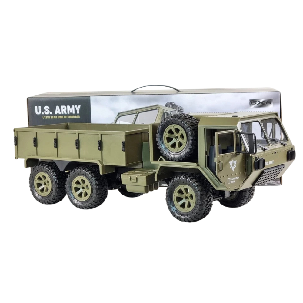 Fayee Fy004a Rc Military Truck 6wd 1:12 Scale 2.4ghz 15km/h Led Kids Toy Off-Road Vehicle 8+ Army