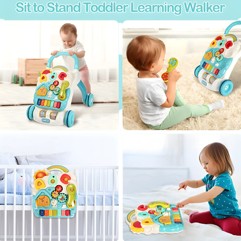 Multifunctional 2-in-1 Baby Walker with Detachable Activity Centre, Lights, Music and Piano Keys
