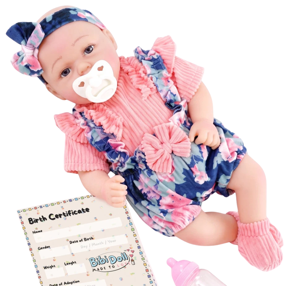17 Inch Realistic Reborn Baby Doll Handmade Sleeping Open Eyes with Dummy Bottle for Kids