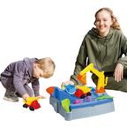 2-in-1 Kids Sand & Water Table Outdoor Garden Play Set with Truck & Crane