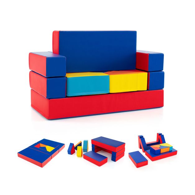 Foam Couch 4-in-1 Play Set for Kids – PU Leather Cover with Zippers