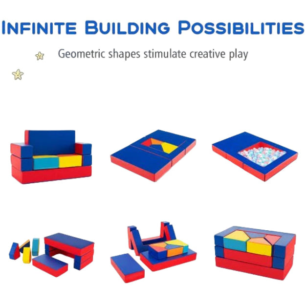 Foam Couch 4-in-1 Play Set for Kids – PU Leather Cover with Zippers