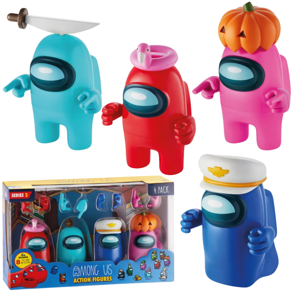 Among Us Series 2 Action Figures 4 Pack with Accessories 11cm Collectible Kids Toy Set