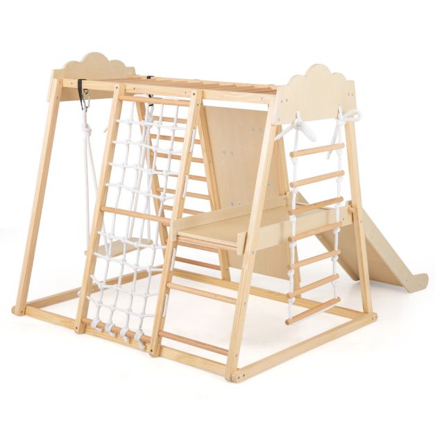 8-in-1 Indoor Wooden Jungle Gym for Kids – Montessori Climbing Toys