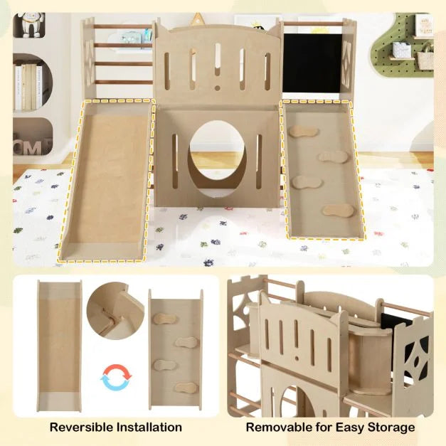 8-in-1 Toddler Slide with Climbing Ladders, Toy Storage, and Multi-Play Features