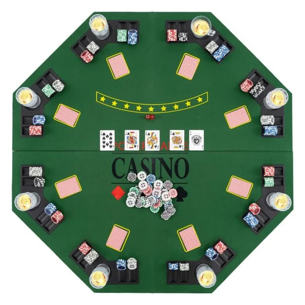 8-Player Poker Table Top – Foldable Texas Hold’em with Carry Bag
