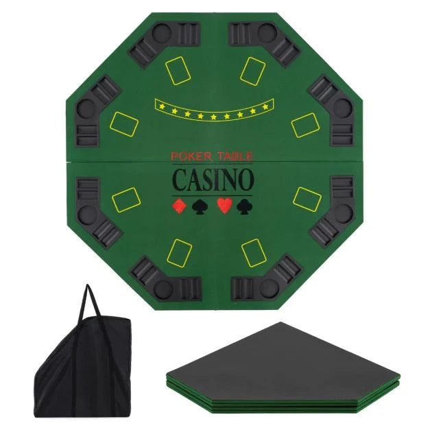 8-Player Poker Table Top – Foldable Texas Hold’em with Carry Bag