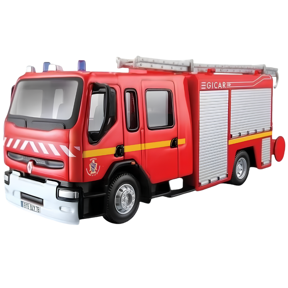 Renault Premium Fire Truck Diecast Model Toy 1:50 Scale Bburago Red Rescue Vehicle