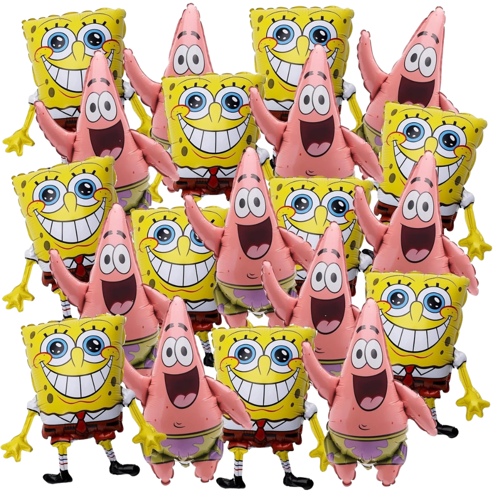 Toyland Pack of 20 SpongeBob SquarePants & Patrick Star Mini Foil Balloons with Sticks Cups Party