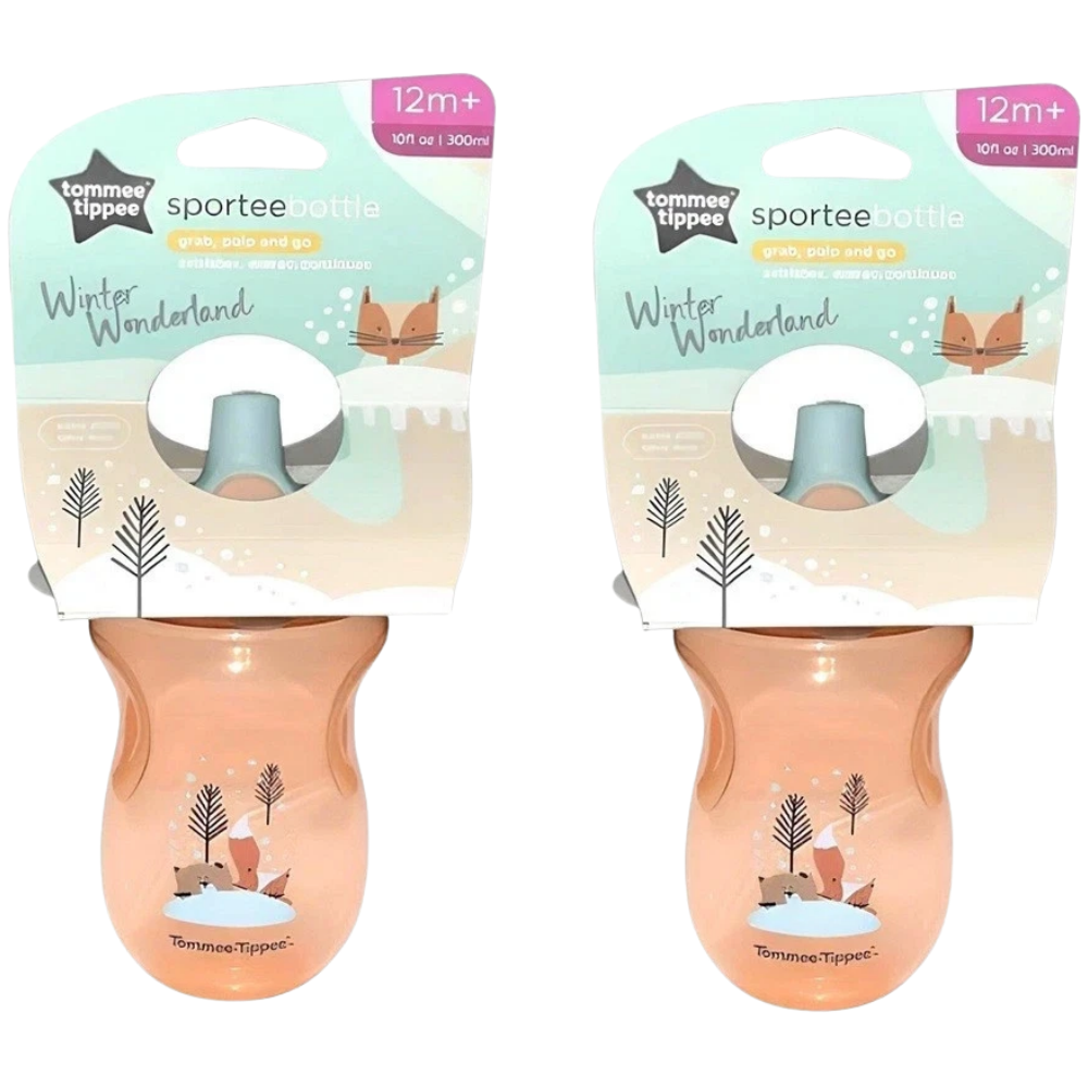 Tommee Tippee 2-Pack Toddler Drinking Cups 300ml Bite-Resistant Spout 12 Months+ Orange