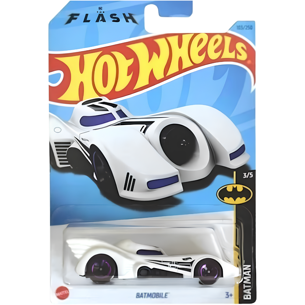 Hot Wheels Batmobile The Flash Die-Cast Vehicle 1:64 Scale White DC Superhero Model Car