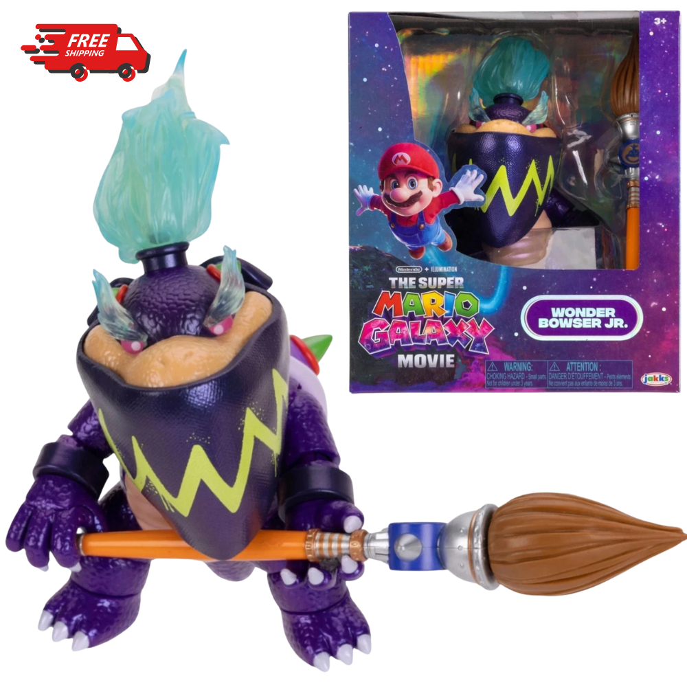 Nintendo Super Mario Galaxy Movie Wonder Bowser Jr Action Figure with Paint Brush