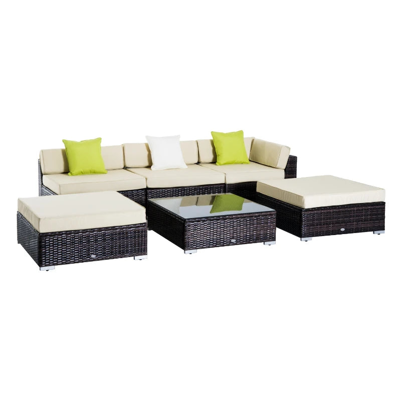Brown Wicker Sofa and Coffee Table Set with Cushions – Outdoor Garden & Conservatory Furniture