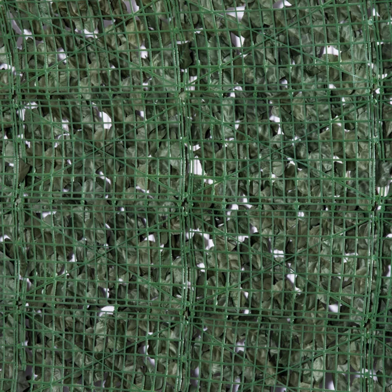 Dark Green Artificial Leaf Hedge Privacy Fence Panels for Garden & Outdoor Use, 2.4M x 1M