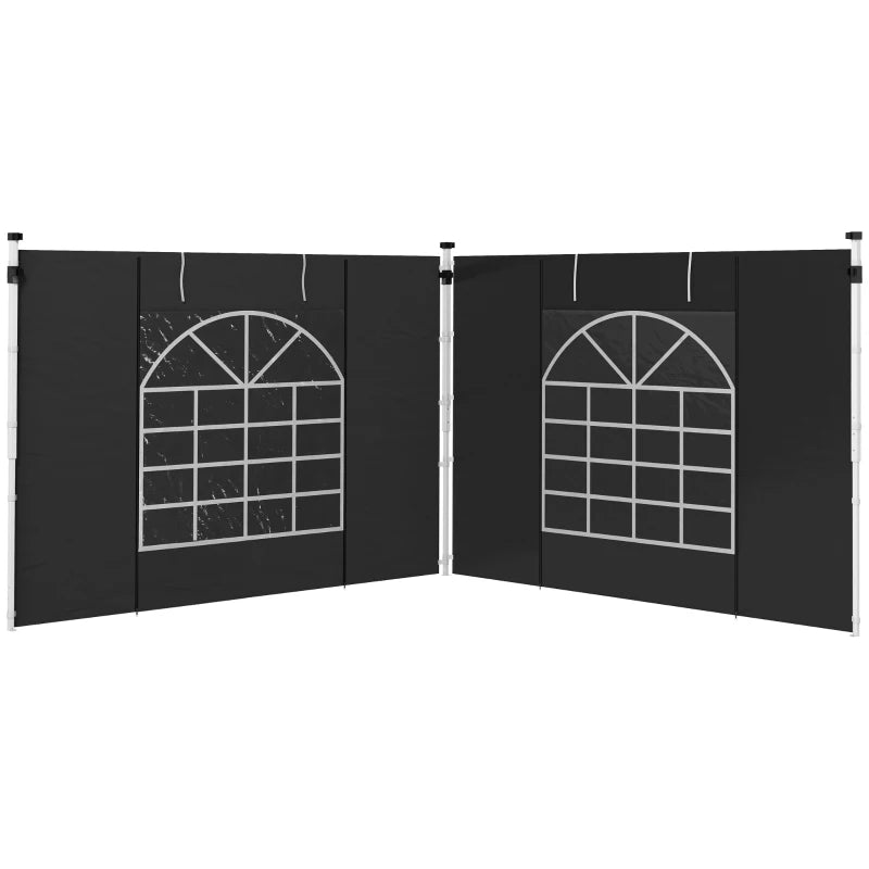 Pop Up Gazebo Replacement Side Panels with Doors & Windows, Black, 2 Pack, 3x3m / 3x6m