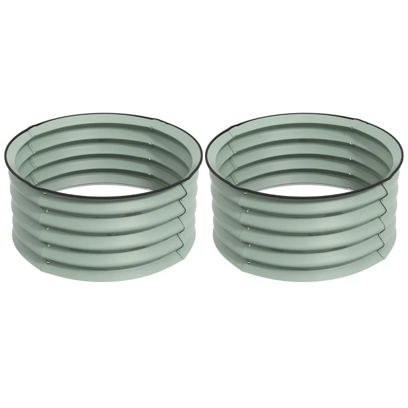 Raised Garden Bed Set of 2 Metal Planter Boxes with Safety Edging, Easy Assembly Green