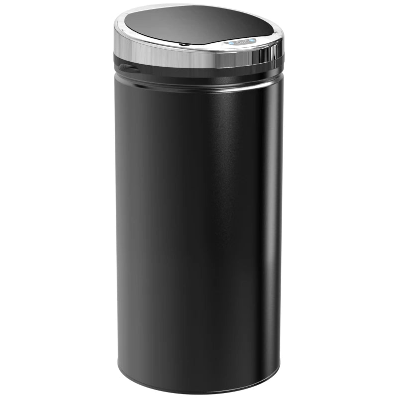 42L Touchless Sensor Trash Bin with Bucket, Black Stainless Steel