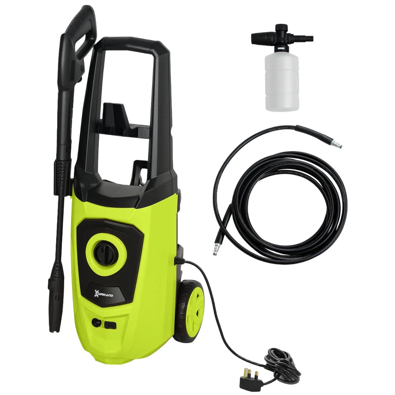 1800W High-Pressure Portable Washer, 150 Bar, 510 L/h Flow, Powerful Jet Cleaner, Green