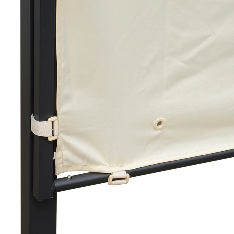 Metal Patio Gazebo with Extended Shelter & Awning – Cream White Sunshade, 3 x 2.5m