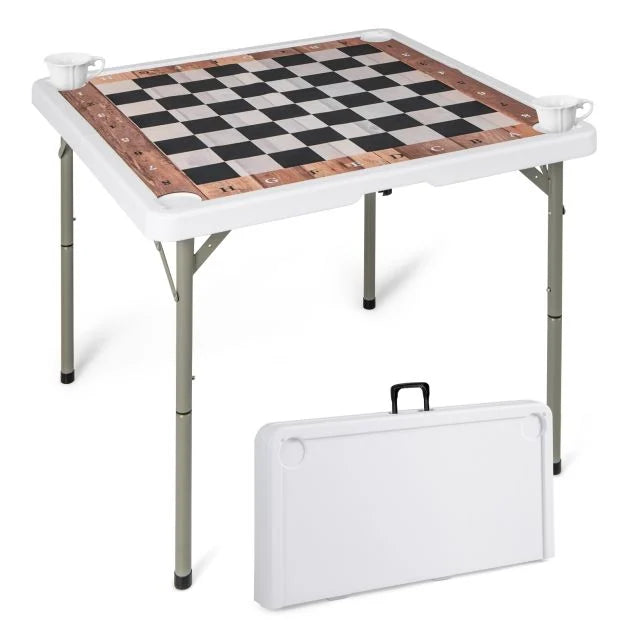 Portable 90cm Chess Table – Folding Design with Removable Mat