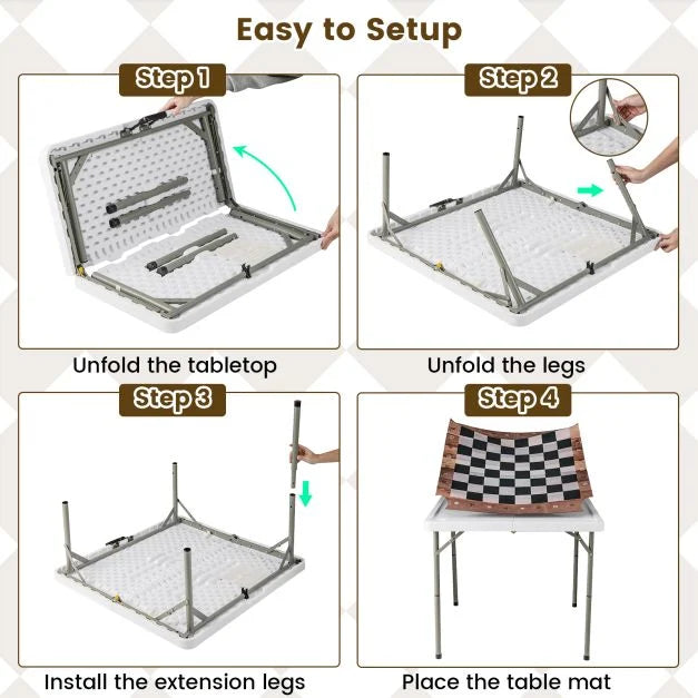 Portable 90cm Chess Table – Folding Design with Removable Mat