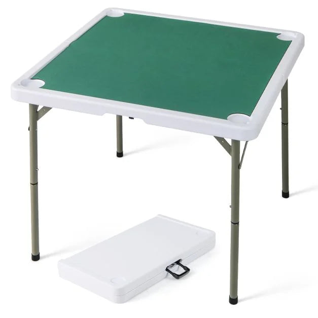 Foldable Mahjong Table with Cup Holders & Detachable Game Mat