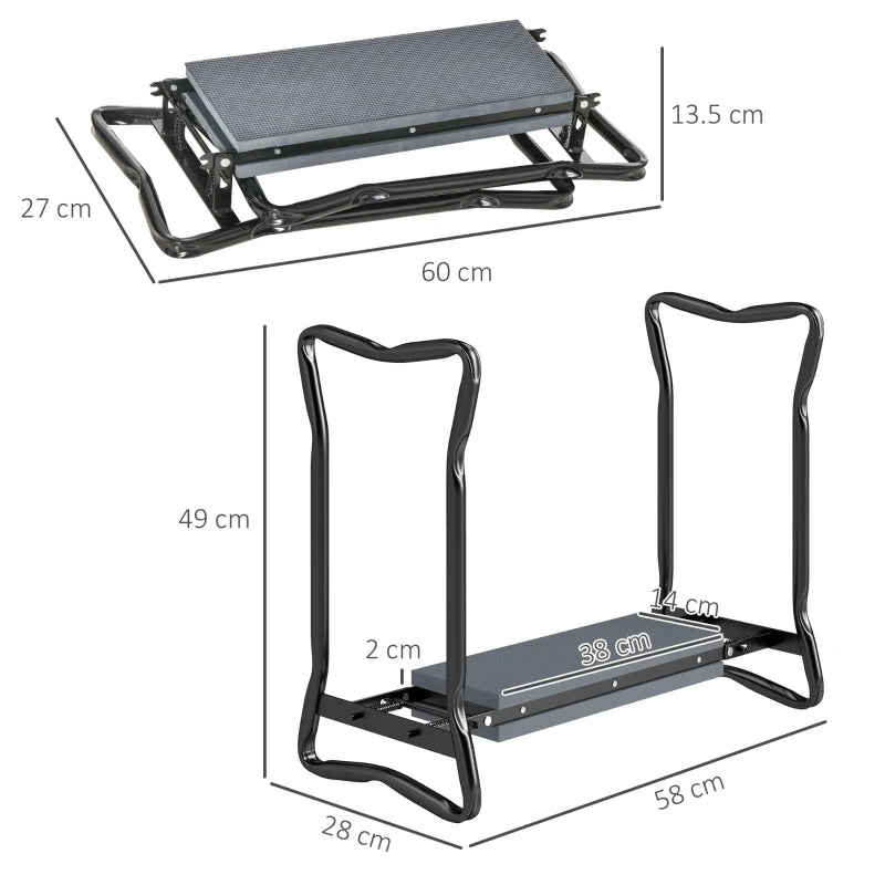 Foldable Garden Kneeler and Seat with Comfortable Knee Pad Support, Grey, 2-in-1